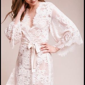 Yoana Baraschi Eyelash Lace Robe - Ivory/Blush - S